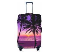 Uusnwaa Housse lavable pour valises de voyage avec silhouette de palmiers au coucher du soleil - Protection tendance pour valise de voyage anti-poussière et anti-rayures, Noir , L