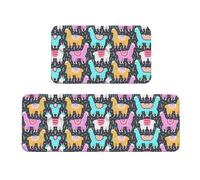 Uusnwaa Lot de 2 tapis de cuisine à imprimé alpaga indien, antidérapant, lavable, absorbant, anti-fatigue pour la cuisine et la maison