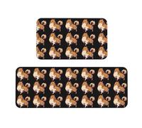 Uusnwaa Lot de 2 tapis de cuisine antidérapants et lavables, absorbants et anti-fatigue, motif chien de Poméranie