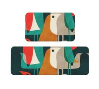 Uusnwaa Lot de 2 tapis de cuisine antidérapants et lavables, absorbants et anti-fatigue, motif flocage d'oiseaux