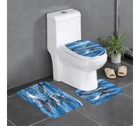 Uusnwaa Lot de 3 tapis de bain antidérapants absorbants et lavables en forme de U Motif dauphins dans la mer