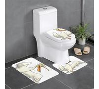 Uusnwaa Lot de 3 tapis de bain antidérapants absorbants et lavables en forme de U pour salle de bain et douche Motif pélican