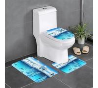 Uusnwaa Lot de 3 tapis de bain antidérapants absorbants et lavables en forme de U pour salle de bain et douche Motif pingouins sur l'iceberg