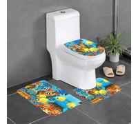 Uusnwaa Lot de 3 tapis de bain antidérapants absorbants et lavables en forme de U pour salle de bain et douche Motif poissons tropicaux