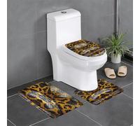 Uusnwaa Lot de 3 tapis de bain antidérapants absorbants et lavables en forme de U pour salle de bain et douche Motif serpent Jaune