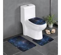 Uusnwaa Lot de 3 tapis de bain antidérapants absorbants et lavables en forme de U pour salle de bain et douche Motif galaxie et ciel étoilé