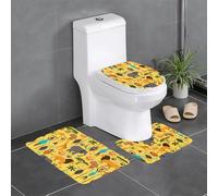 Uusnwaa Lot de 3 tapis de bain antidérapants absorbants et lavables en forme de U pour salle de bain et douche Motif éléphant d'Afrique