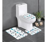 Uusnwaa Lot de 3 tapis de salle de bain antidérapants absorbants et lavables en forme de U pour salle de bain et douche Motif requins