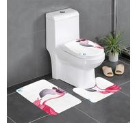 Uusnwaa Lot de 3 tapis de salle de bain antidérapants absorbants et lavables en forme de U pour salle de bain et douche Motif Hello Glasses Flamingo