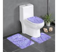 Uusnwaa Lot de 3 tapis de salle de bain antidérapants absorbants et lavables en forme de U pour salle de bain et douche Motif fleurs violettes Lavande