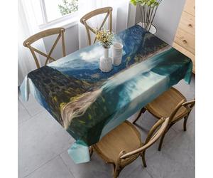 Uusnwaa Nappe rectangulaire à imprimé paysage de montagne naturel, 89 x 140 cm, infroissable et lavable, pour salle à manger, fête, maison