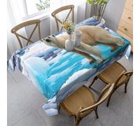 Uusnwaa Nappe rectangulaire imprimée ours polaire glacé, 89 x 140 cm, infroissable et lavable, pour salle à manger, fête, maison