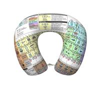 Uusnwaa Oreiller de voyage imprimé tableau périodique des éléments, oreiller tour de cou en mousse à mémoire de forme en forme de U, oreiller de cou portable pour avion, voiture, bureau