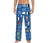 Uusnwaa Pantalon de pyjama pour homme imprimé tortue pingouin, pantalon de détente avec poches et cordon de serrage, taille S à XXL, Noir , XXXL