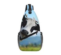 Uusnwaa Sac à bandoulière imprimé vache mignonne résistant à l'eau | Sac à dos léger multi-poches avec sangle amovible réglable pour voyage, randonnée, cyclisme, shopping