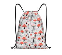 Uusnwaa Sac à dos avec cordon de serrage imprimé champignons de dessin animé résistant à l'eau pour la gym, le shopping, le sport, le yoga, Noir , S, Sac à dos de voyage