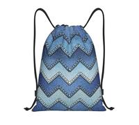 Uusnwaa Sac à dos avec cordon de serrage imprimé denim bleu dégradé résistant à l'eau pour la gym, le shopping, le sport, le yoga, Noir , S, Sac à dos de voyage