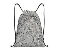 Uusnwaa Sac à dos avec cordon de serrage imprimé journal HD résistant à l'eau pour gym, shopping, sport, yoga, Noir , S, Sac à dos de voyage