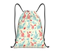 Uusnwaa Sac à dos avec cordon de serrage imprimé lapin magicien résistant à l'eau pour gym, shopping, sport, yoga, Noir , S, Sac à dos de voyage