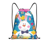 Uusnwaa Sac à dos avec cordon de serrage imprimé printemps joyeuses Pâques Vacances Sac à dos résistant à l'eau pour la gym, le shopping, le sport, le yoga, Noir , S, Sac à dos de voyage