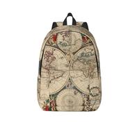 Uusnwaa Sac à dos imprimé carte du monde rétro en toile pour homme et femme, sac à dos léger classique pour ordinateur portable pour l'école, les voyages et un usage quotidien, Noir , M