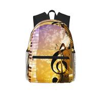 Uusnwaa Sac à dos léger pour ordinateur portable avec imprimé notes de musique, piano et violon, pour homme et femme, résistant à l'eau, pour l'école, le travail, les voyages