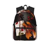 Uusnwaa Sac à dos léger pour ordinateur portable avec imprimé partitions de violon pour homme et femme, résistant à l'eau, pour l'école, le travail, les voyages
