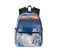 Uusnwaa Sac à dos léger pour ordinateur portable imprimé coucher de soleil d'hiver montagnes pour homme et femme, résistant à l'eau pour l'école, l'université, le travail, les voyages