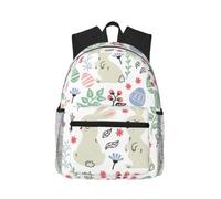 Uusnwaa Sac à dos pour ordinateur portable Motif fleurs lapins oiseaux | Sac à dos résistant à l'eau, bretelles rembourrées, plusieurs poches, convient pour ordinateur portable 15,6", unisexe