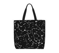 Uusnwaa Sac fourre-tout avec imprimé constellation de divination étoilée pour femme, sac à bandoulière, sac d'épicerie réutilisable, fermeture éclair sur le dessus, essentiels quotidiens