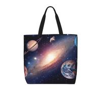 Uusnwaa Sac fourre-tout imprimé galaxie univers pour femme, sac à bandoulière, sac d'épicerie réutilisable, fermeture éclair sur le dessus, essentiels du quotidien