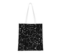 Uusnwaa Sac fourre-tout réutilisable avec imprimé constellation de divination étoilée, grand sac de courses, sac fourre-tout léger et lavable pour voyage, travail, école