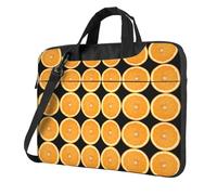 Uusnwaa Sacoche classique et fine pour ordinateur portable avec bandoulière et poignée - Motif tranche orange, Noir , 13 inch