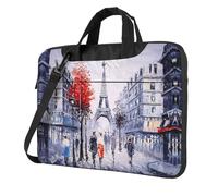 Uusnwaa Sacoche fine classique pour ordinateur portable Motif Paris City Tree Tour Eiffel Avec bandoulière et poignée ergonomique, Noir , 13 inch