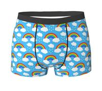 Uusnwaa Sous-vêtement pour homme avec imprimé gouttes de pluie et nuages arc-en-ciel, sous-vêtements ultra confortables et doux, sous-vêtements extensibles respirants, Noir , XXL Grande taille