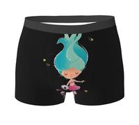 Uusnwaa Sous-vêtements imprimés sirènes pour hommes, sous-vêtements ultra confortables et doux, sous-vêtements extensibles respirants, Noir , S Grande taille