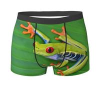 Uusnwaa Sous-vêtements pour homme avec imprimé grenouille et feuilles vertes, caleçons boxers, sous-vêtements ultra confortables et doux, sous-vêtements extensibles respirants, Noir , L Grande taille