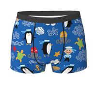 Uusnwaa Sous-vêtements pour homme, pingouin, tortue imprimée, caleçons boxers, sous-vêtements ultra confortables et doux, sous-vêtements extensibles respirants, Noir , S Grande taille