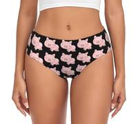 Uusnwaa Sous-vêtements super extensibles pour femme Imprimé cochon Culotte douce à couverture complète (standard et grande taille)