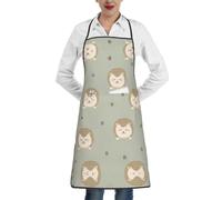 Uusnwaa Tablier de cuisine imprimé hérissons, tabliers pour homme et femme avec poches, tablier de chef, jardinage, peinture, barbecue, artiste