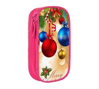 Uusnwaa Trousse à crayons avec imprimé Merry Christmas - En tissu Oxford - Multifonction - Avec compartiments, rose, Taille unique, Trousse de maquillage