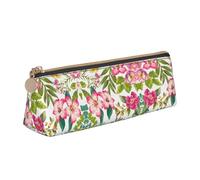 Uusnwaa Trousse à crayons en cuir avec fermeture éclair et imprimé fleurs d'hibiscus pour l'école, le bureau, femme et homme