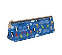 Uusnwaa Trousse à crayons en cuir avec fermeture éclair et imprimé pingouin tortue pour l'école, le bureau, femme et homme