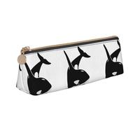 Uusnwaa Trousse à crayons en cuir avec fermeture éclair, motif dauphin, océan, pour l'école, le bureau, pour femme, homme