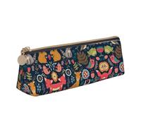 Uusnwaa Trousse à crayons en cuir avec fermeture éclair, motif hibou, lapin, oiseau, renard, pour l'école, le bureau, pour femme, homme