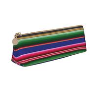 Uusnwaa Trousse à crayons en cuir avec fermeture éclair - Motif rayures mexicaines colorées - Pour l'école, le bureau, les femmes et les hommes