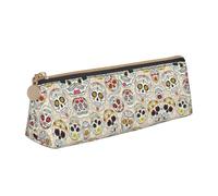Uusnwaa Trousse à crayons en cuir avec fermeture éclair, motif tête de mort mexicaine 1 pour l'école, le bureau, pour femme, homme