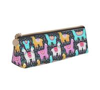 Uusnwaa Trousse à crayons en cuir avec imprimé alpaga indien avec fermeture éclair, sac de rangement pour l'école, le bureau, femme et homme