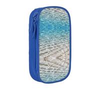Uusnwaa Trousse à crayons en tissu Oxford avec impression d'eau de mer transparente, pochette de rangement multifonction avec compartiments, bleu, Taille unique, Trousse de maquillage