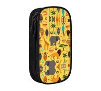 Uusnwaa Trousse à crayons en tissu Oxford avec imprimé éléphant d'Afrique, pochette de rangement multifonction avec compartiments, Noir , Taille unique, Trousse de maquillage